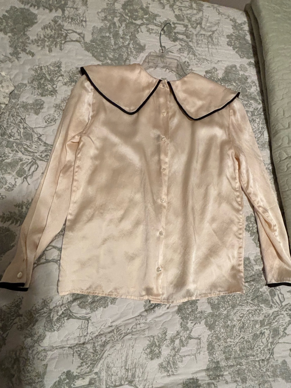 Cullinane sz 8 Vintage 80’s 90’s ivory silk blouse sailor collar pleat bow - Picture 9 of 13